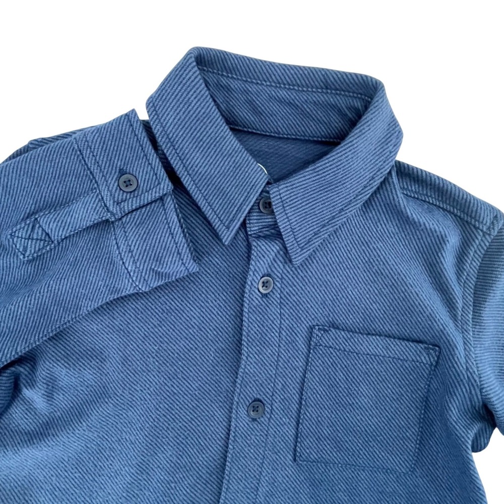 Wonder Nation Button Down‎ Kids Size 6 Deep Lagoon Blue Ribbed Long Sleeve Shirt